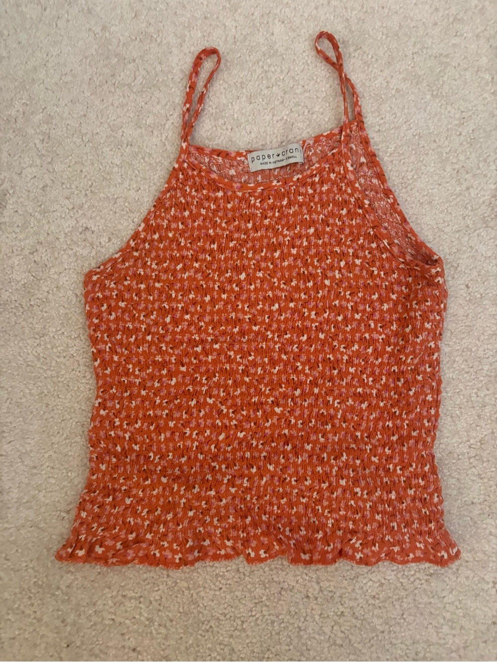 Paper Crane Orange Knit Smocked Camisole